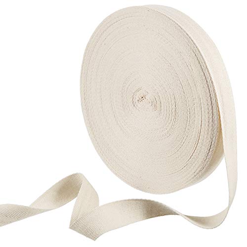 Cotton Twill Tape Ribbon 54.7 Yards Soft Natural Herringbone Webbing Tape Roll Twill Tape Ribbon Bias Binding Tape For Diy Crafts Sewing Knit, Beige (1 Inch Wide) #TOP2