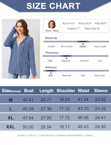 Flikity Hoodies for Women UK, Zip Up Cardigan Women Long Sleeve Hooded Tops Ladies Tunic Tops to Wear with Leggings Ladies Lightweight Jackets Work Clothes Blue L - Image 5
