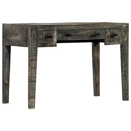 LAPOOH Escritorio, Mesa Escritorio, Escritorio Orden, Escritorio Gaming, Office Desk, Mesa Escritorio Ordenador, de Madera Maciza de Mango Negro 110x50x75 cm