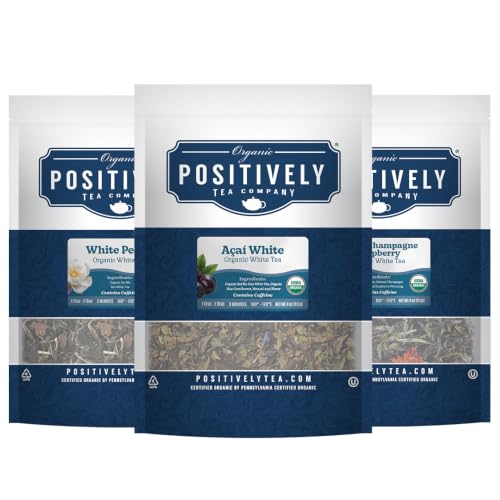 Positively Tea, Organic White Tea Sampler, Loose Leaf, 4 Ounce, 3 Pack