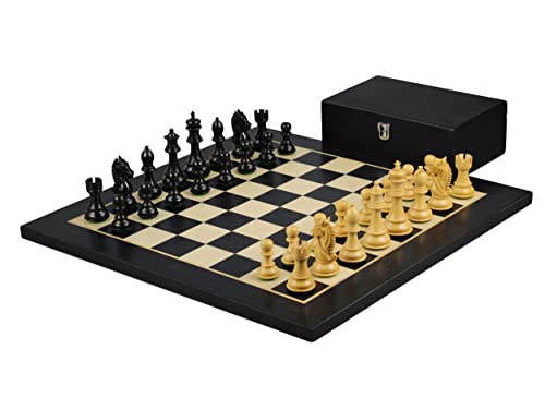 Chessgammon Hölzernes Staunton Helena Flaches Schachbrett Schach Set Ebonywood 20 Zoll Gewichteter Ebonisierter König Bridal Staunton Schachfiguren 3.75 Zoll Cover