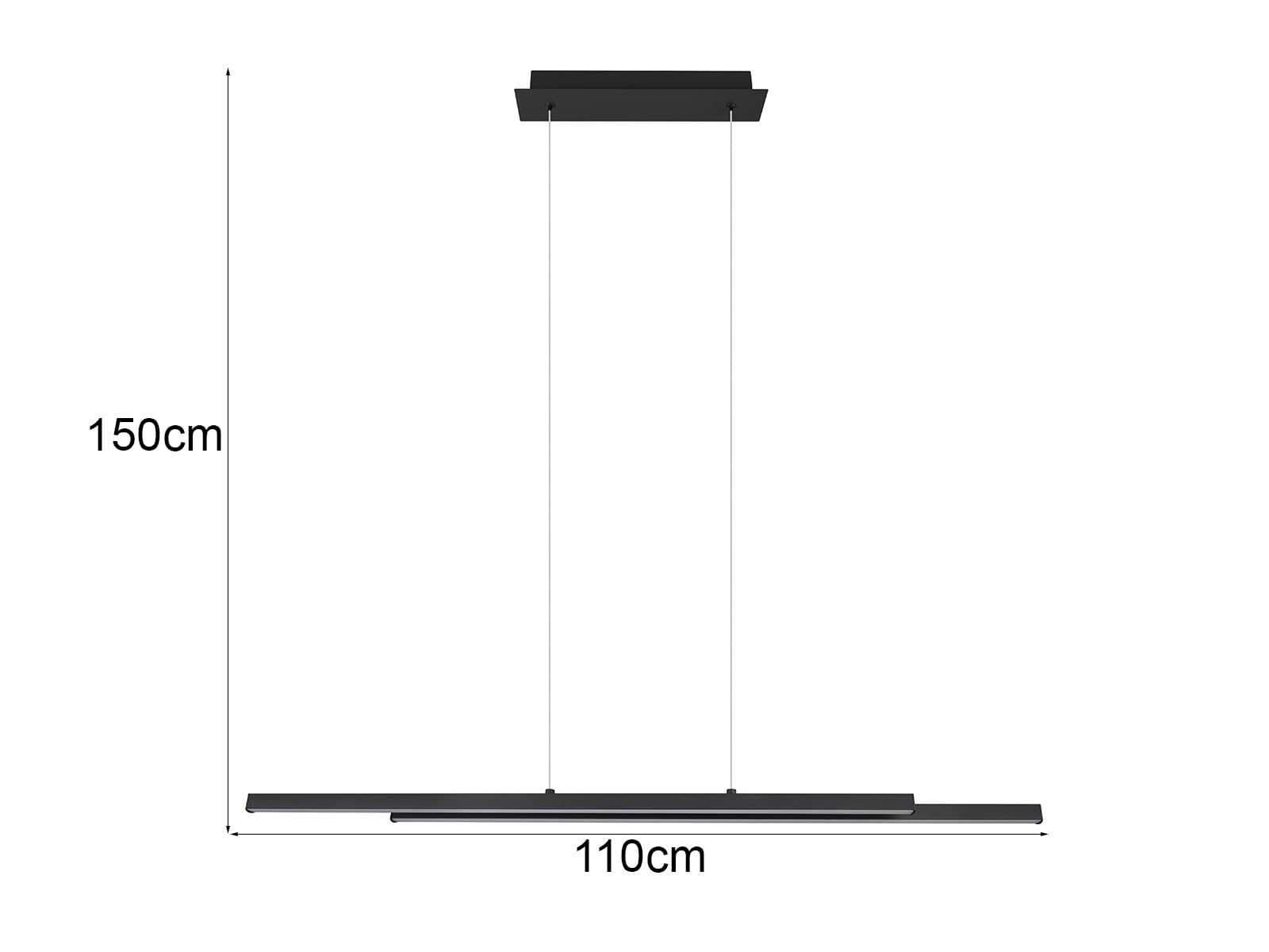 RL LIVE YOUR LIGHT Lampa wisząca LED – 110 x 150 cm – 2-punktowa – czarna – metal – regulacja wysokości