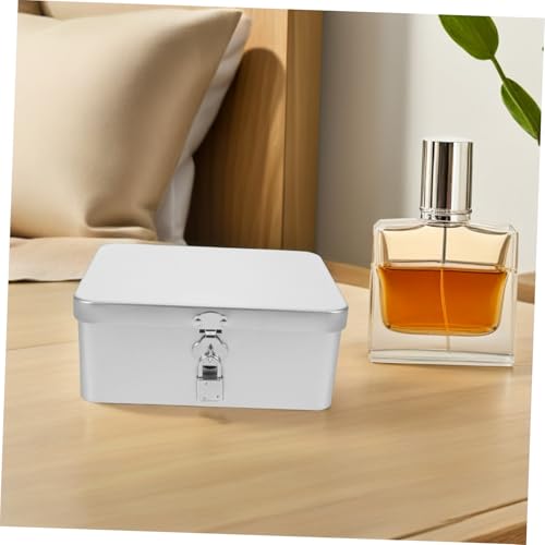 Toyvian Caja Metálica Vintage con Candado para Joyas y Objetos de Caja de Almacenamiento con Tapa para Escritorio Organizador Compacto y Seguro para Casa y Oficina Recipiente Duradero de - imagen 6