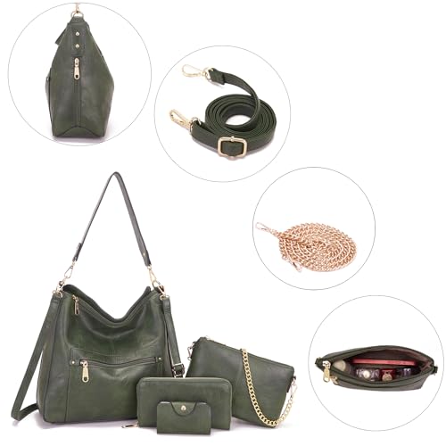 Image of Large Crossbody Purses Set For Women Shoulder Tote Handbags Ladies Hobo Bags With Matching Wallet 4PCS