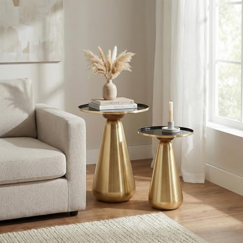 Image of Wakefit Modern Metal Nesting Side Tables (Set of 2), Round Coffee Tables for Living Room, Bedside Tables for Bedroom, Stylish Space-Saving End Tables