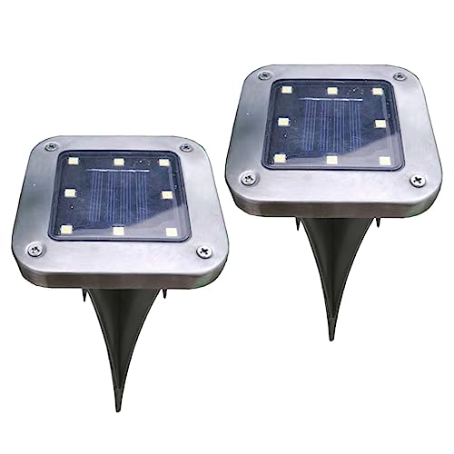KONTONTY 2Pcs Solar Lamp LED Buried Lights for Outdoor Garden Durable LED Lighting Tool for Pathway and Landscape Illumination