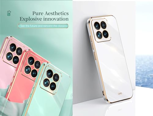 WOKEZ Xiaomi 14 Pro Fodral, Lyxigt Silikon Skydd med Kameraskydd - Vit