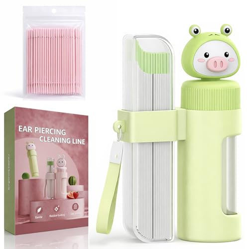 240pcs Ear Hole Cleaner Disposable Earring Hole Cleaner Ear Piercing Cleaner Floss & 50pcs Cotton Swabs Kit Ear Piercing Cleaning Kit New Piercings Aftercare Post Exercise Hygiene Maintenance