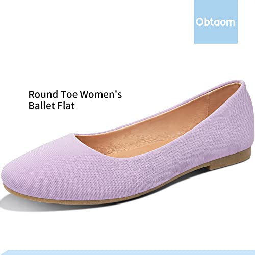 Image of Obtaom Round Toe Women Flat Shoes Slip on Girls Dress Black Ballet Flats