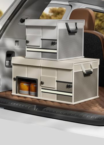 Boîte de rangement coffre voiture multi-compartiments 60L résistant - 8