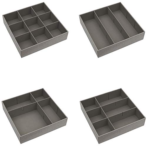 Image of Household Essentials 3‑Piece Drawer Organizer Starter Set in Customizable Inserts of Large and Small Trays, Gray