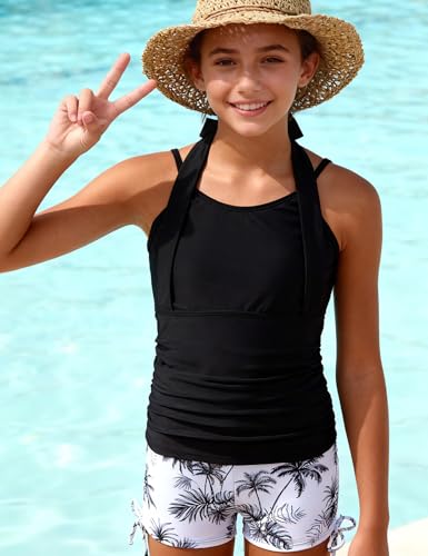 Image of Girls Tankini Swimsuit 2 Piece Halterneck Bathing Suit for Teens Size 7-16