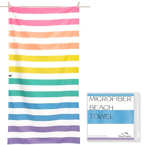 Your Choice Microfiber Beach Towel, Sand-Free Quick Dry Travel Towel, Oversized Compact Lightweight Recycled Towel for Pool Camping - Unicorn Waves, Extra Large Beach Towel 67x35