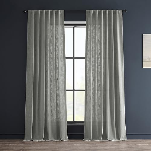 HPD Half Price Drapes Heavy Faux Linen Light Filtering Curtains for Bedroom 120 Inches Long (1 Panel) - Rod Pocket Curtains for Living Room - Window Curtains Home Decor - 50 X 120, Ash Grey