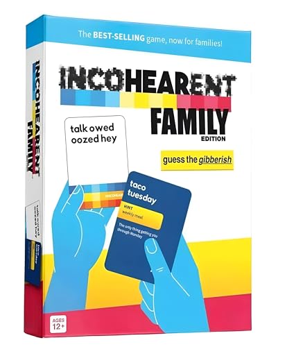 Image of Tickles Incohearent Family Edition Gibberish Guessing Card Game | 400 Cards with Sand Timer | Hilarious Party & Friends Night Game (Ages: 12+ Years, Players: 2+)