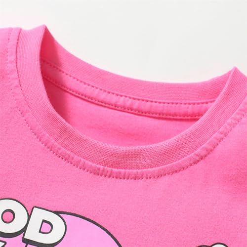 Image of HILEELANG Toddler Girl Easter Outfit Spring Summer Cotton Leggings Pants Tees Shirts Clothing Sets