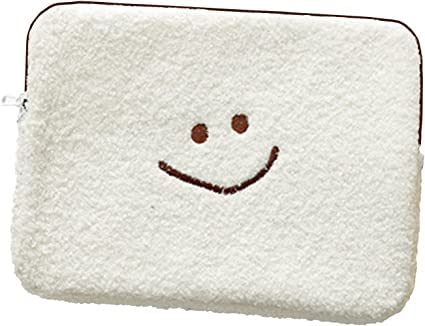 88flix パソコンケース 韓国 13インチ PCケース スマイル柄 かわいい (13インチ, White)