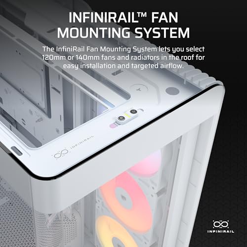 Image of CORSAIR Frame 4500X RS Reverse Fan ARGB Mid-Tower PC Case - 3X Pre-Installed Fans, Panoramic Glass, InfiniRail Mounting System, Modular Customization, Spacious Interior, GPU Anti-Sag - White