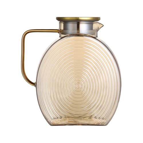 Jarra de vidrio para té - jarra de vidrio para bebidas 2,5 litros, tapa de recipiente de agua de acero inoxidable para café, jugo, leche, bebidas, jardín