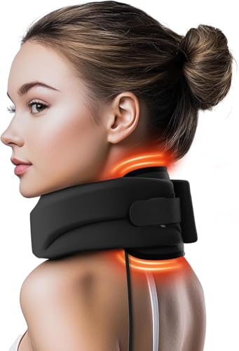 Image of Heated Neck Brace Cervical Collar - Neck Support Brace with Heating Pad, Soft Foam Wraps Keep Vertebrae Stable and Aligned for Relief of Cervical Spine Pressure for Women & Men Black (Small Size)