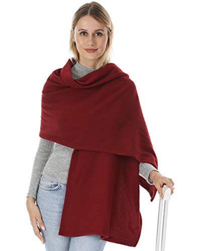 Travel Blanket Scarf Wrap Shawl for Women, Soft Fleece Pashmina, Warm Cozy Fuzzy