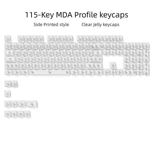 Image of dagaladoo Clear keycaps,Transparent Keyboard keycaps,Jelly Key caps Set,Shine Through keycap，MDA Profile Keyboard caps for Mx Switches Mechanical Keyboard(White,Side Printed)