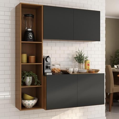 Armário De Cozinha Compacta Com Balcão Linea Fit 4 Portas Multimó...