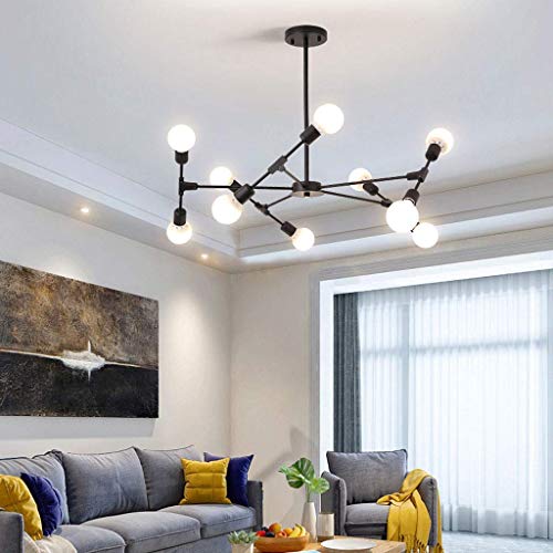 HUAQIMEI Modern Pendant Light 10-Heads Ceiling Lamp Sputnik Chandelier Mid Century Semi Flush Mount Ceiling Light for Living Room Bedroom Foyer Dining Room steampunk buy now online