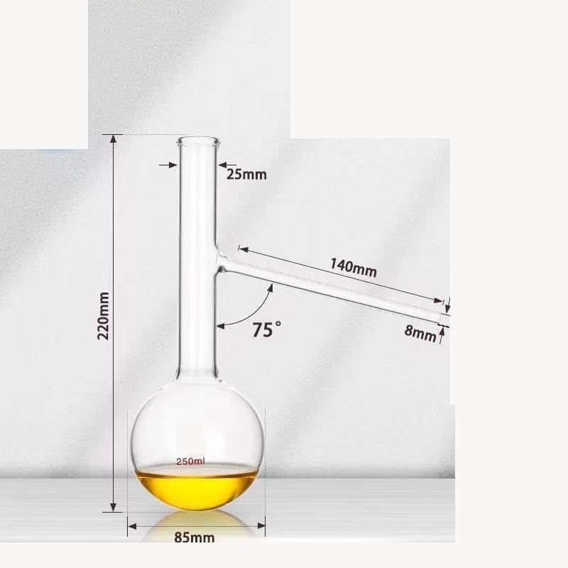 Matraz de vidrio de alto contenido en borosilicato Matraces de Destilación de Cuello Largo 125-1000 mL Vidrio(250ml)
