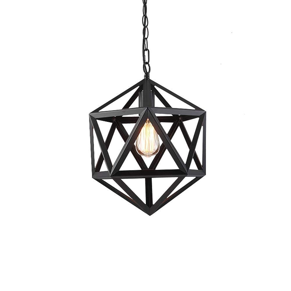 Suspension en fer forgé style industriel et lustre haut de gamme cage diamant noir