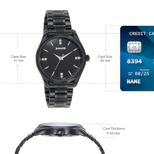 Image of Sonata Jashn with Quartz Analog Black Dial Black Strap Men's Wedding Watch - 77206NM01