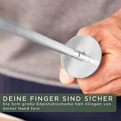 WALDWERK Premium Wetzstahl - Messerschärfer aus gehärtetem Stahl und mit edlem Holzgriff - 100%...