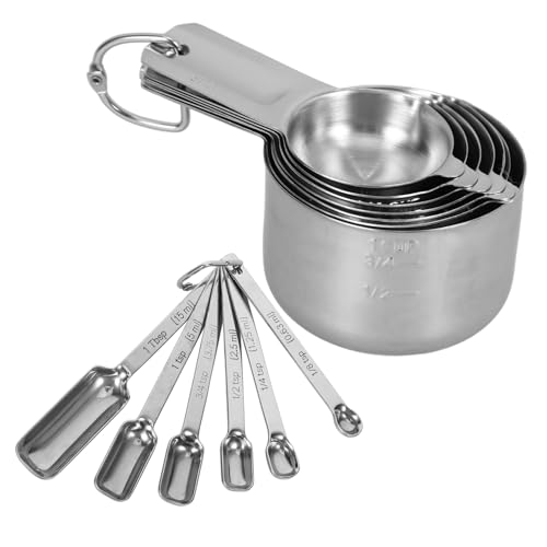 CIYODO Tazas Medidoras y Cucharas Juego De Medidores Para Hornear 304 Acero Inoxidable 1 Juego