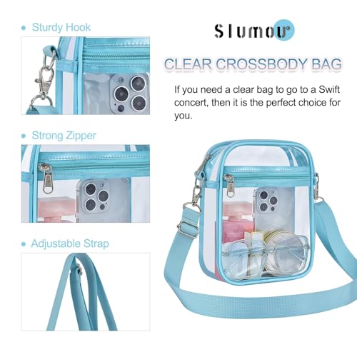 Image of Clear Bag for Stadium Events - Sports Messanger Bag Small Mini Clear Purse for Fan, Concert, Work, Travel