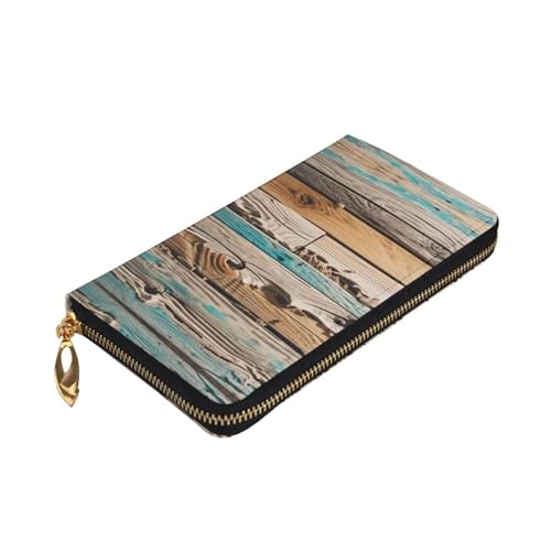 Women's Long Cash Wallet, PU Leather Elegant Clutch Change Purses with Zipper, Travel, Gifts (Beach Wood Picture Print)3