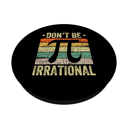 Pi Day Vintage Math Teacher Nerd Don't be Irrational PI PopSockets Swappable PopGrip, Black - Image 2