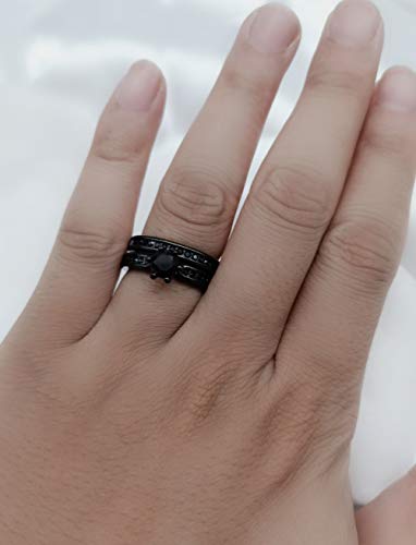 Bridal Sets Black Gold Plated Womens Wedding Ring Sets Green Cz Engagement Ring 2pcs Wedding Band3