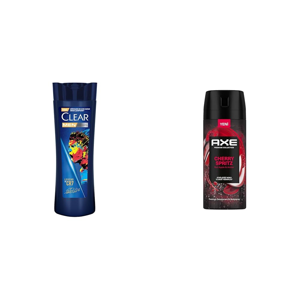 Clear Men Kepeğe Karşı Etkili Şampuan Legend By CR7 Cristiano Ronaldo 350 ml + AXE Premium Collection Erkek Sprey Deodorant Cherry Spritz 15 0 ml