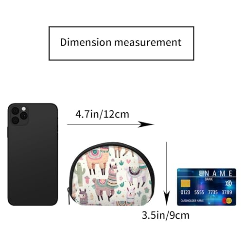 Portable Coin Purse Funny-Llama-Cactus Mini Zippered Money Pouch Card Holder2