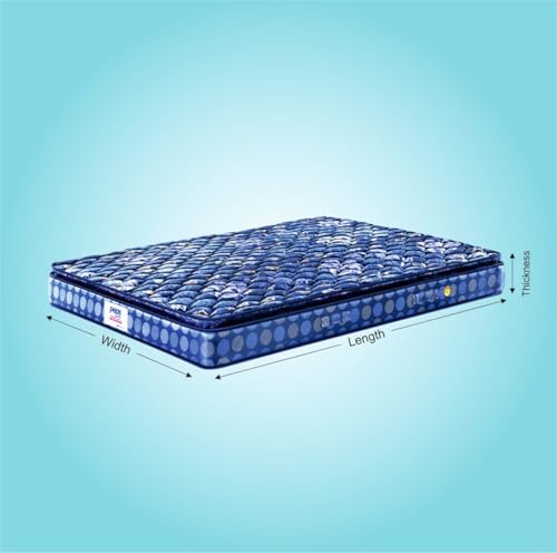 Image of peps Springkoil Bonnell Pillow Top 6-inch Single Size Spring Mattress (Dark Blue, 72x42x06) with 1 Free Pillow