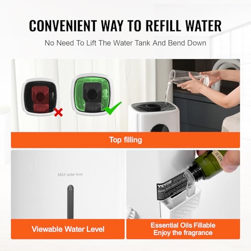 VEVOR Commercial Humidifier for Large Room, 1291.7 sq ft 5.5 Gal/21L 40.6 oz/h Cool Mist Output Humidifier for Whole House Greenhouse Plant, Industrial Air Vaporizer Top Refill Humidifiers 12h Timer by VEVOR - Image 5