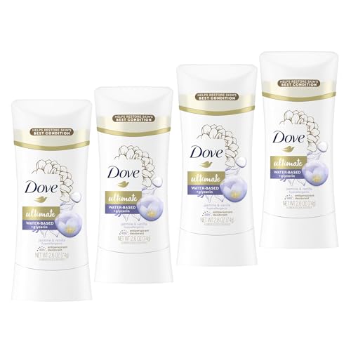 Dove Ultimate Antiperspirant Deodorant Stick, Hypoallergenic, Jasmine & Vanilla, 2.6 oz (Pack of 4)