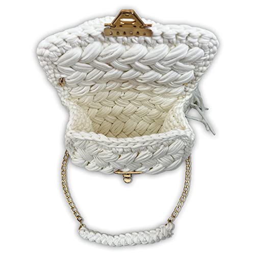 Image of Evening Clutch Bag for Women, Handmade Crochet Wedding Party Purse, Small Flap Formal Crossbody Handbag Evening Clutch