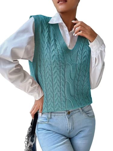 Image of Womens Sweater Vest Sleeveless Cotton Casual V Neck Pullover