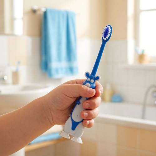 SOLUSTRE 4 szt. ręcznych szczoteczek do zębów dla dzieci z przyssawką i