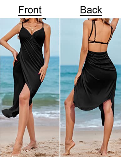 AI'MAGE Womens Butterfly Swimsuit Cover Up Beachwear Spaghetti Strap Wrap Dress Lightweight Sarong Coverups S-XL2