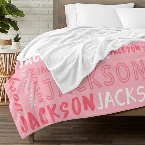 Personalized Name Blanket Customized Baby Blankets for Girls Boys Adults Monogrammed Blankets and Throws Christmas Birthday Mothers Fathers Valentines Day Gift