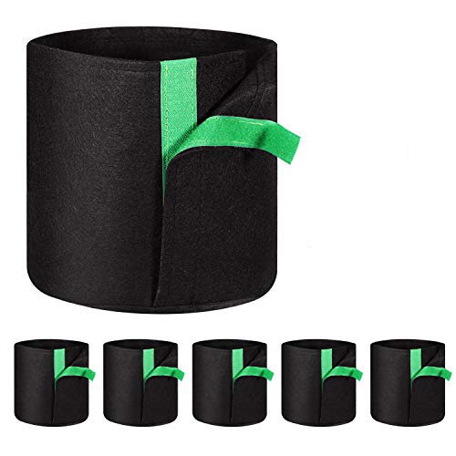 Delxo 5-Pack 3 Gallon Grow Bags Heavy Duty Aeration Fabric Pots Thickened Nonwoven Fabric Pots Plant Grow Bags