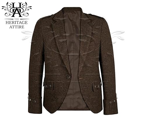 Scottish Handmade Tweed Argyle Kilt Jacket with 5 Button Vest | Wool Argyll Jacket2