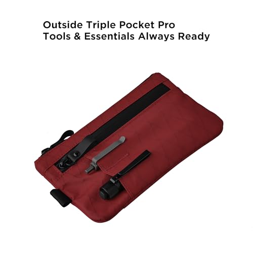 ALPAKA Zip Clutch True Red X-Pac VX21 - Functions as Zipper Wallet and EDC Carrier - Weatherproof and RFID Blocking Material - Three External Slots for EDC Gear - Three Inside Pockets4